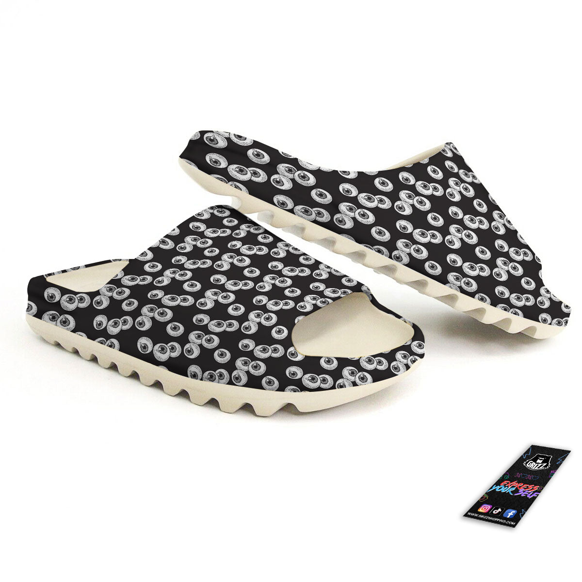 Eyeball White And Black Print Pattern Sandals-grizzshop