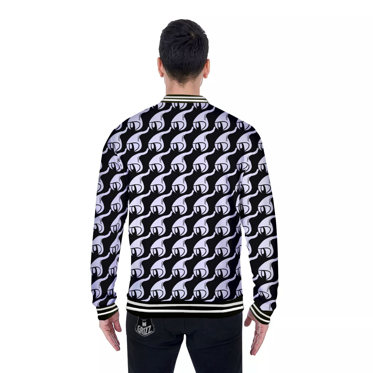 Eyes Monster Print Pattern Baseball Jacket-grizzshop