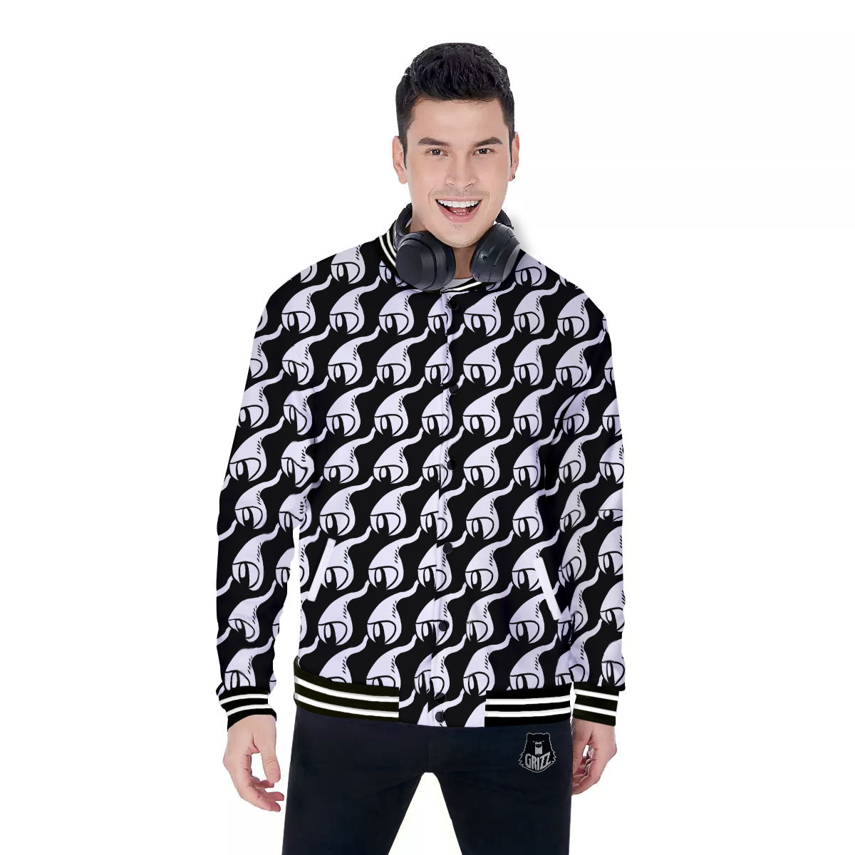Eyes Monster Print Pattern Baseball Jacket-grizzshop