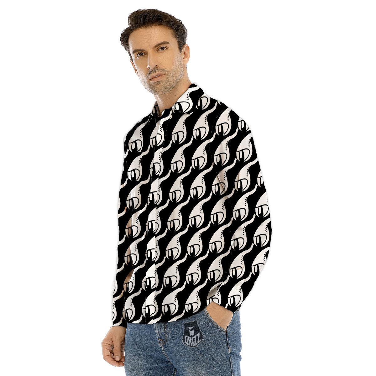 Eyes Monster Print Pattern Men's Dress Shirts-grizzshop