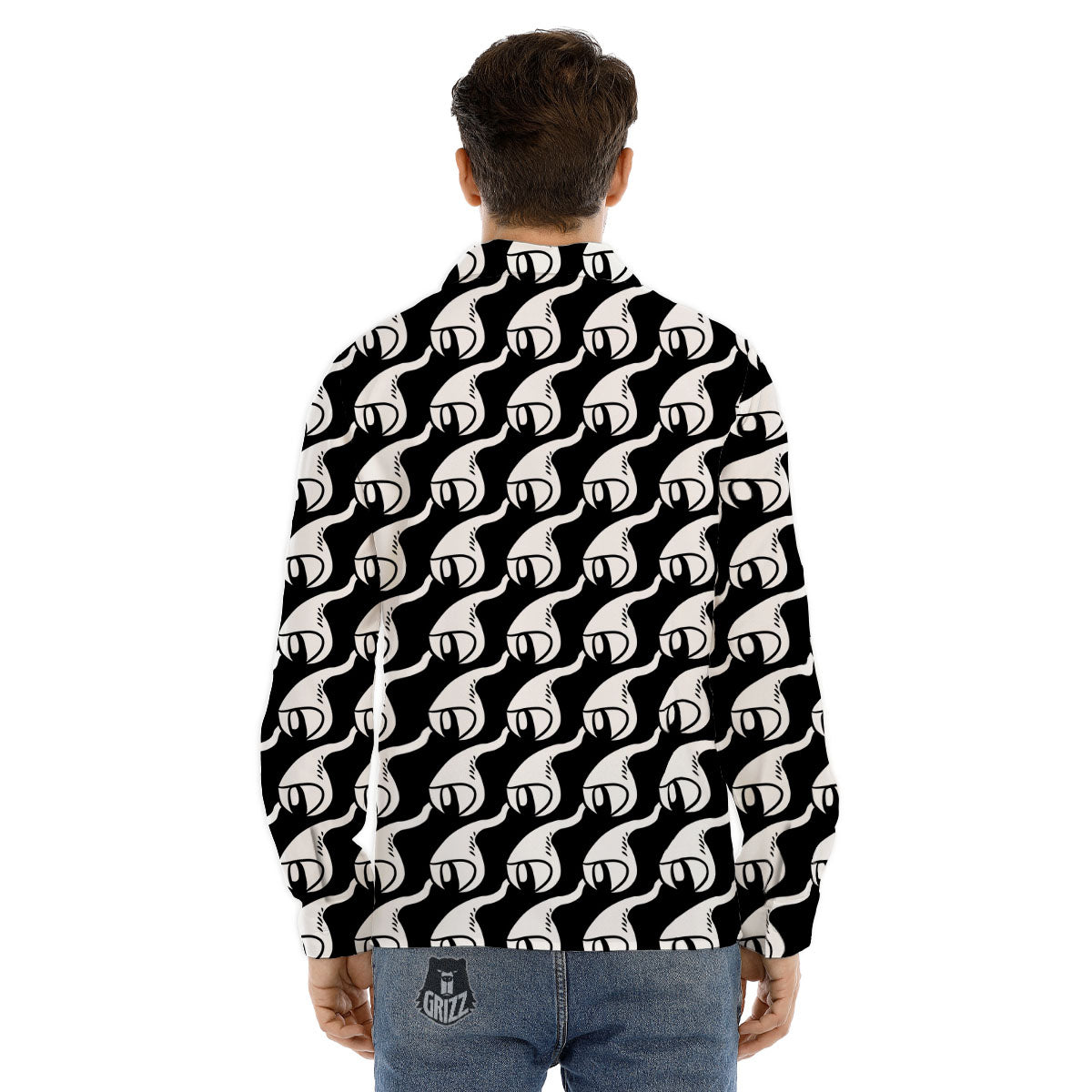 Eyes Monster Print Pattern Men's Dress Shirts-grizzshop