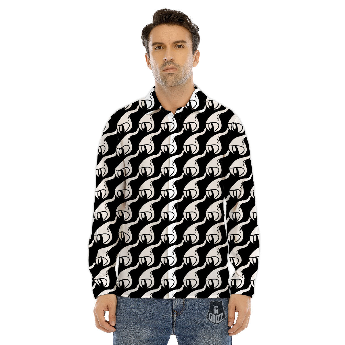 Eyes Monster Print Pattern Men's Dress Shirts-grizzshop