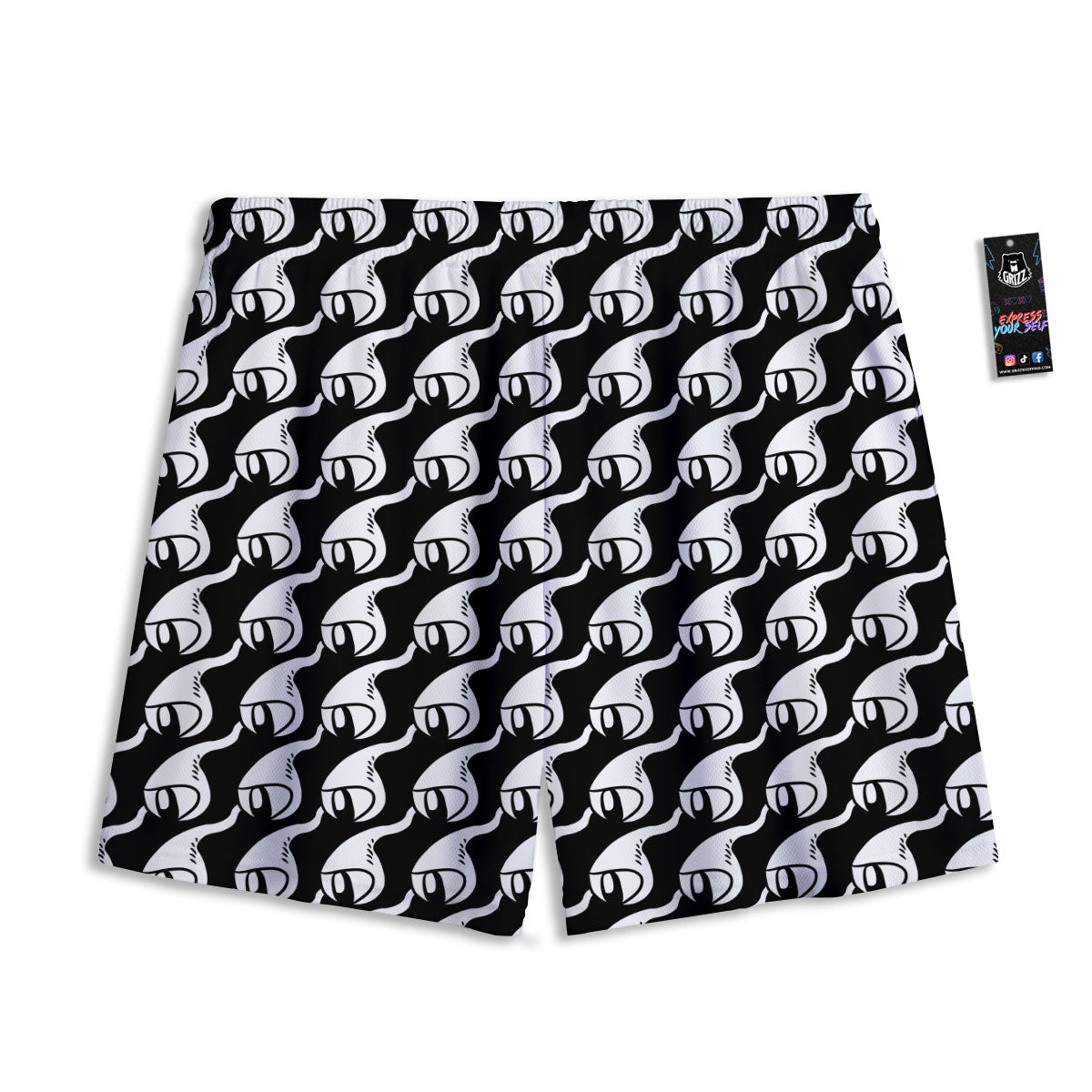 Eyes Monster Print Pattern Mesh Shorts