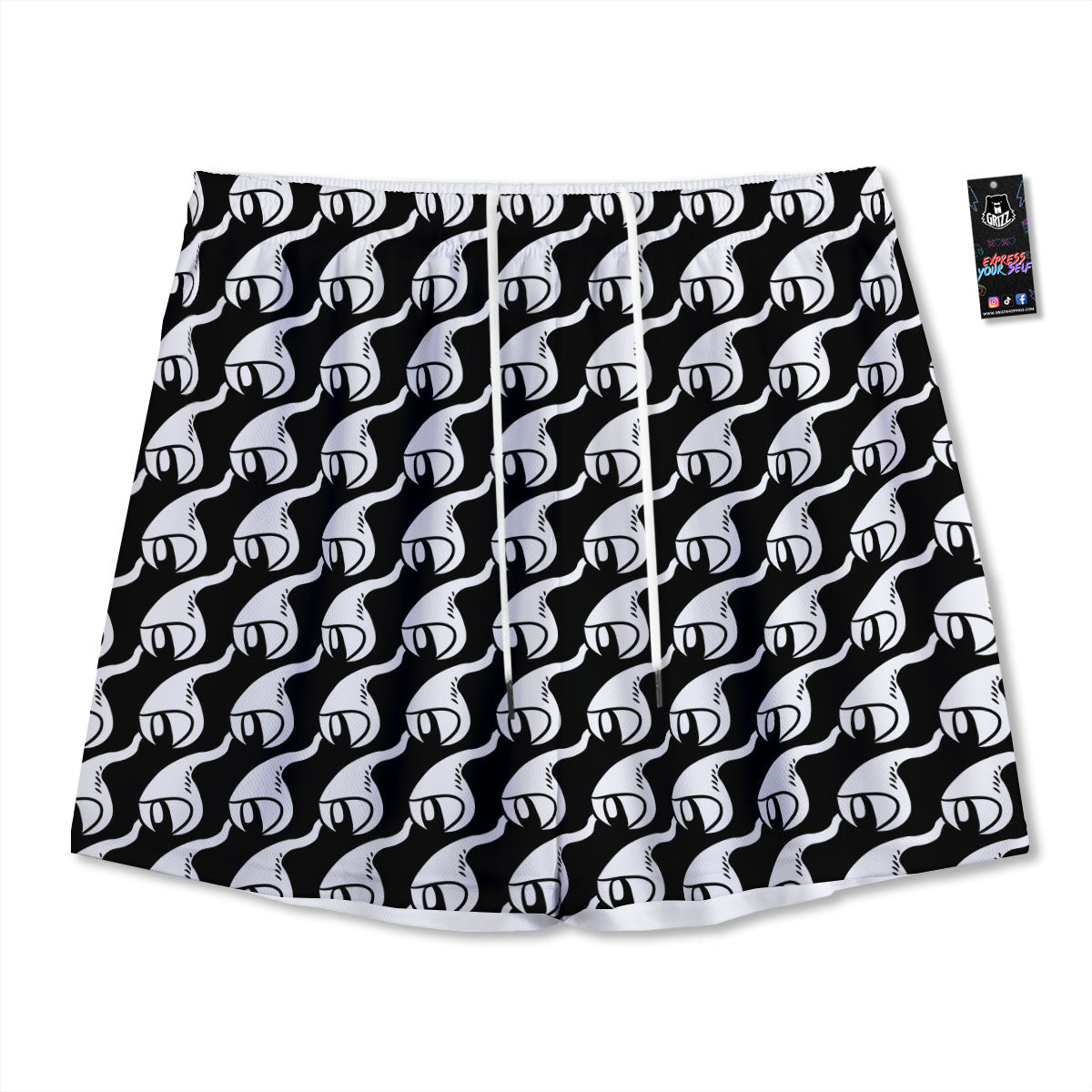 Eyes Monster Print Pattern Mesh Shorts