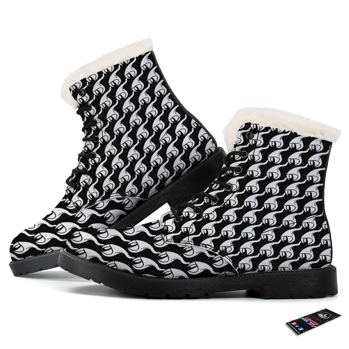Eyes Monster Print Pattern Winter Boots-grizzshop