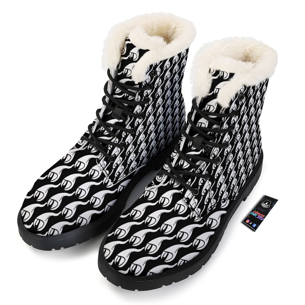 Eyes Monster Print Pattern Winter Boots-grizzshop