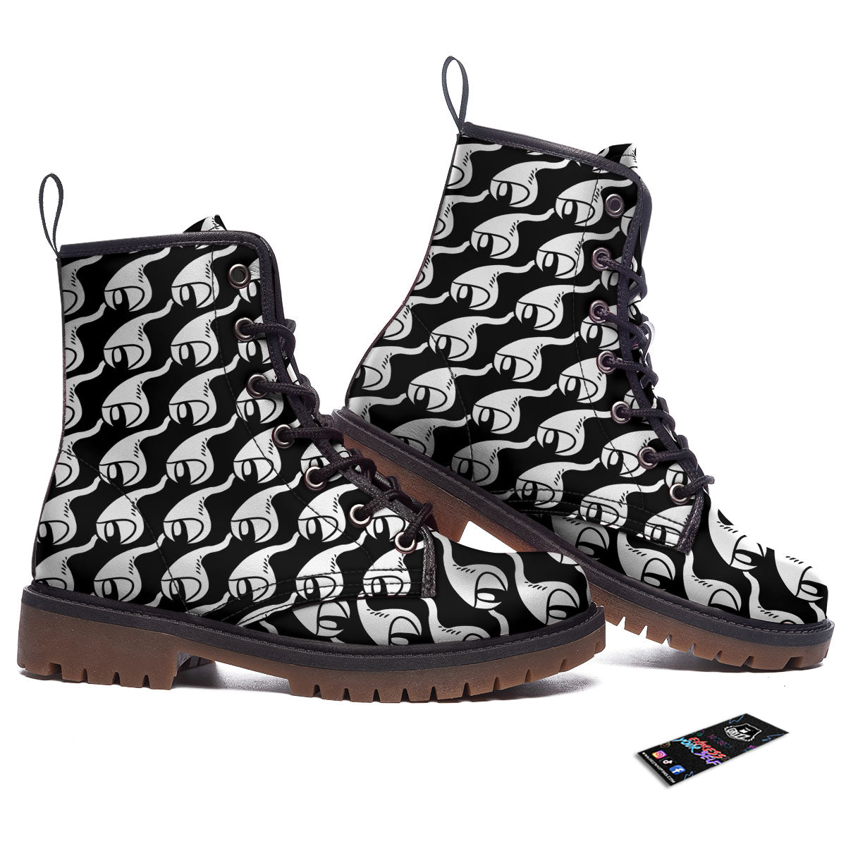 Eyes Monster Print Pattern Work Boots-grizzshop