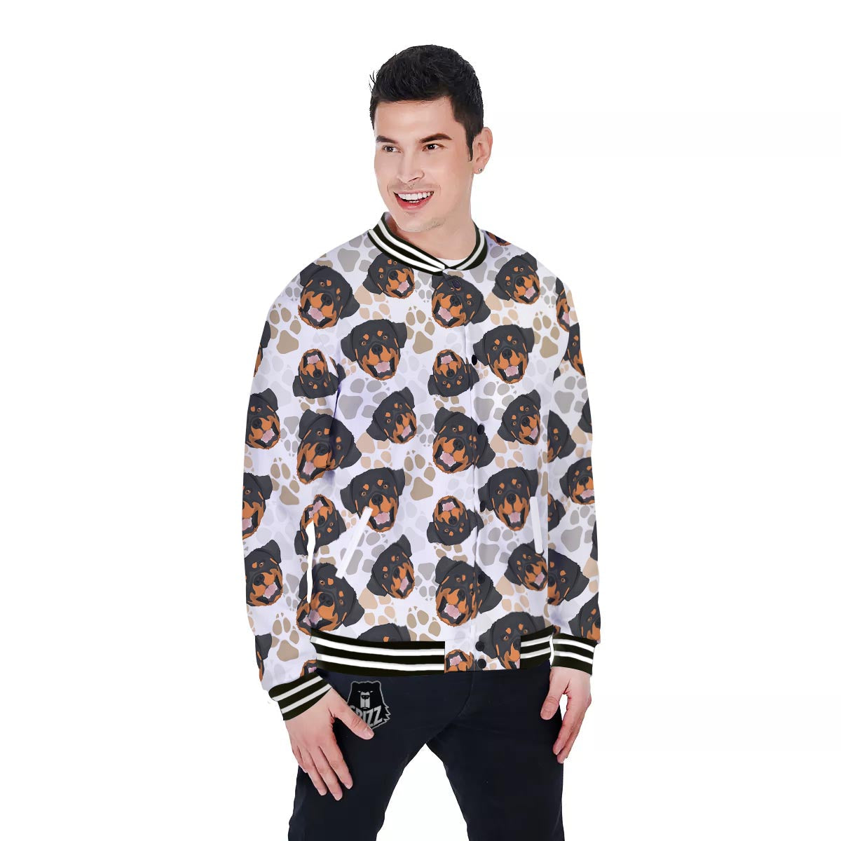 Face Rottweiler Print Pattern Baseball Jacket-grizzshop