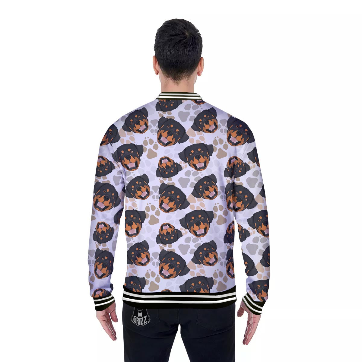 Face Rottweiler Print Pattern Baseball Jacket-grizzshop