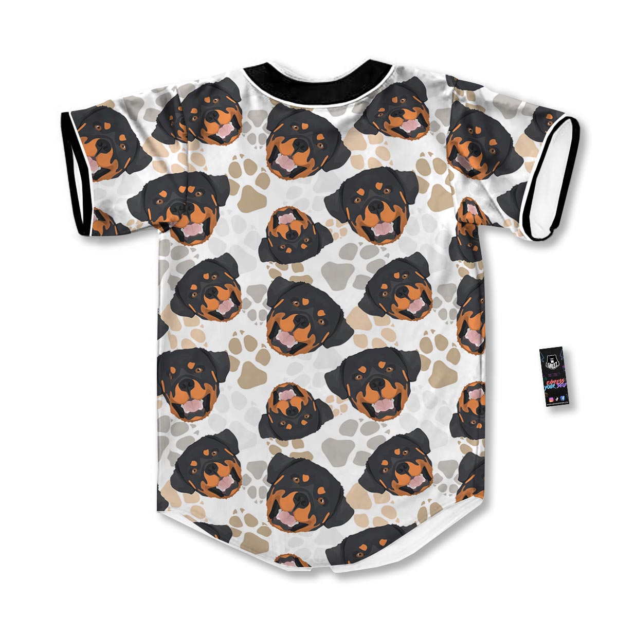Face Rottweiler Print Pattern Baseball Jersey-grizzshop