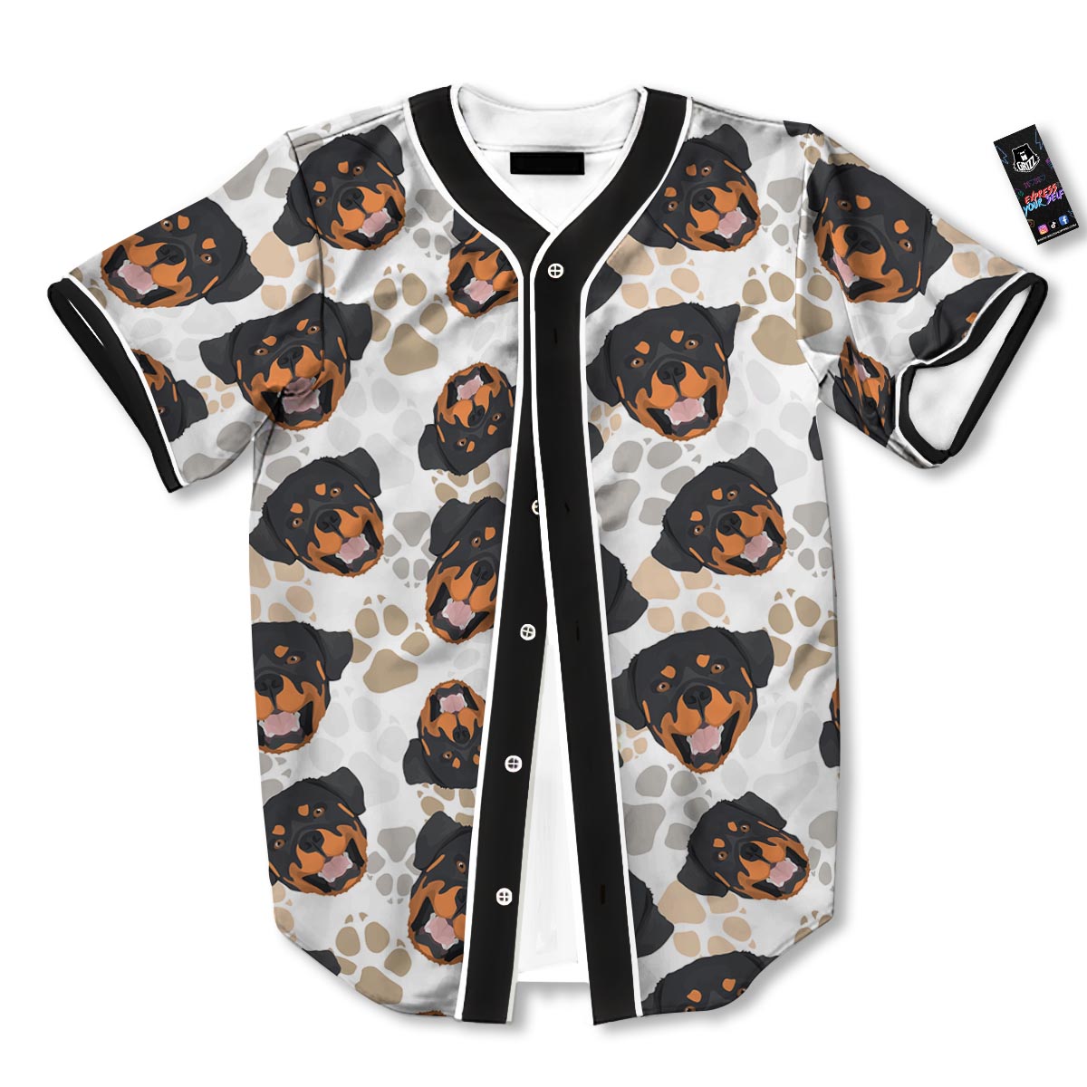 Face Rottweiler Print Pattern Baseball Jersey-grizzshop