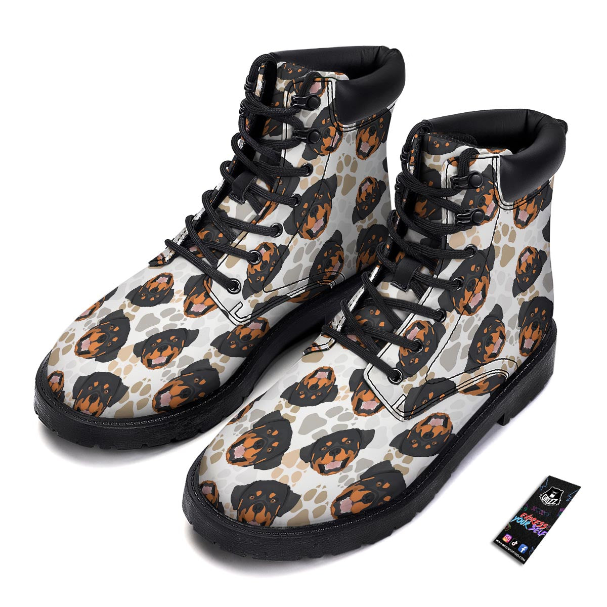 Face Rottweiler Print Pattern Boots-grizzshop