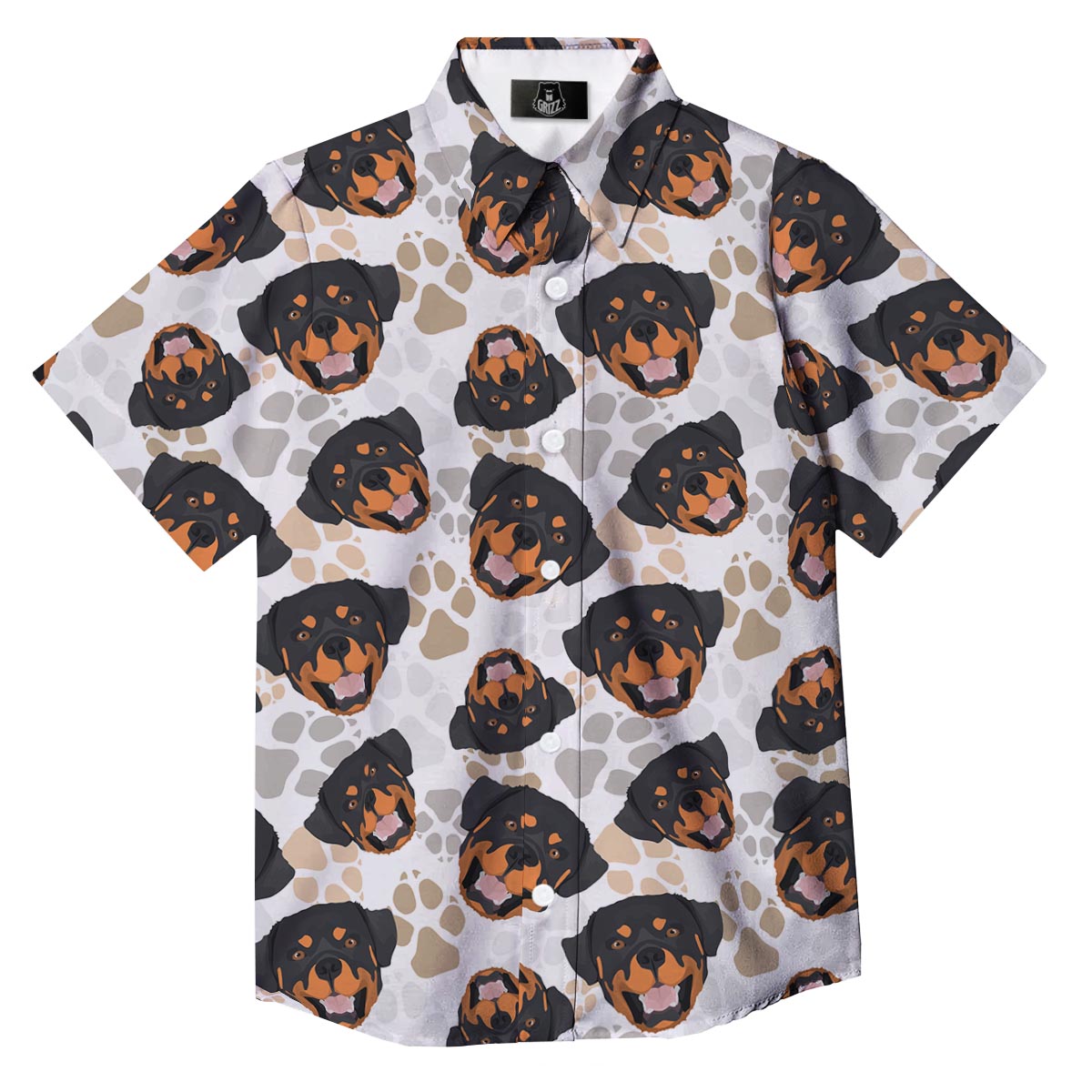 Face Rottweiler Print Pattern Button Up Shirt-grizzshop