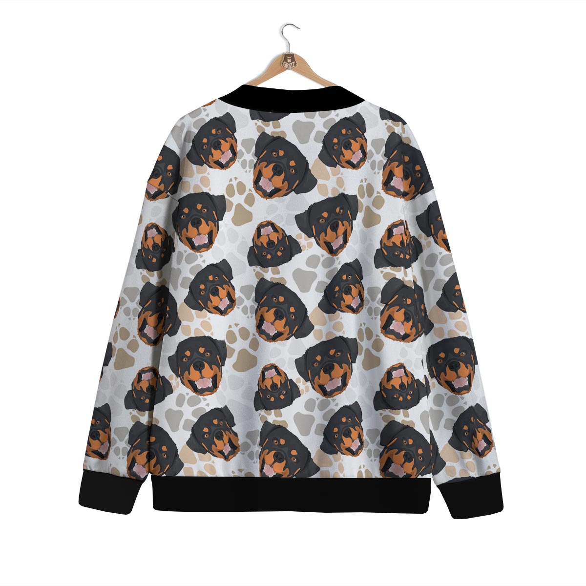 Face Rottweiler Print Pattern Cardigan-grizzshop