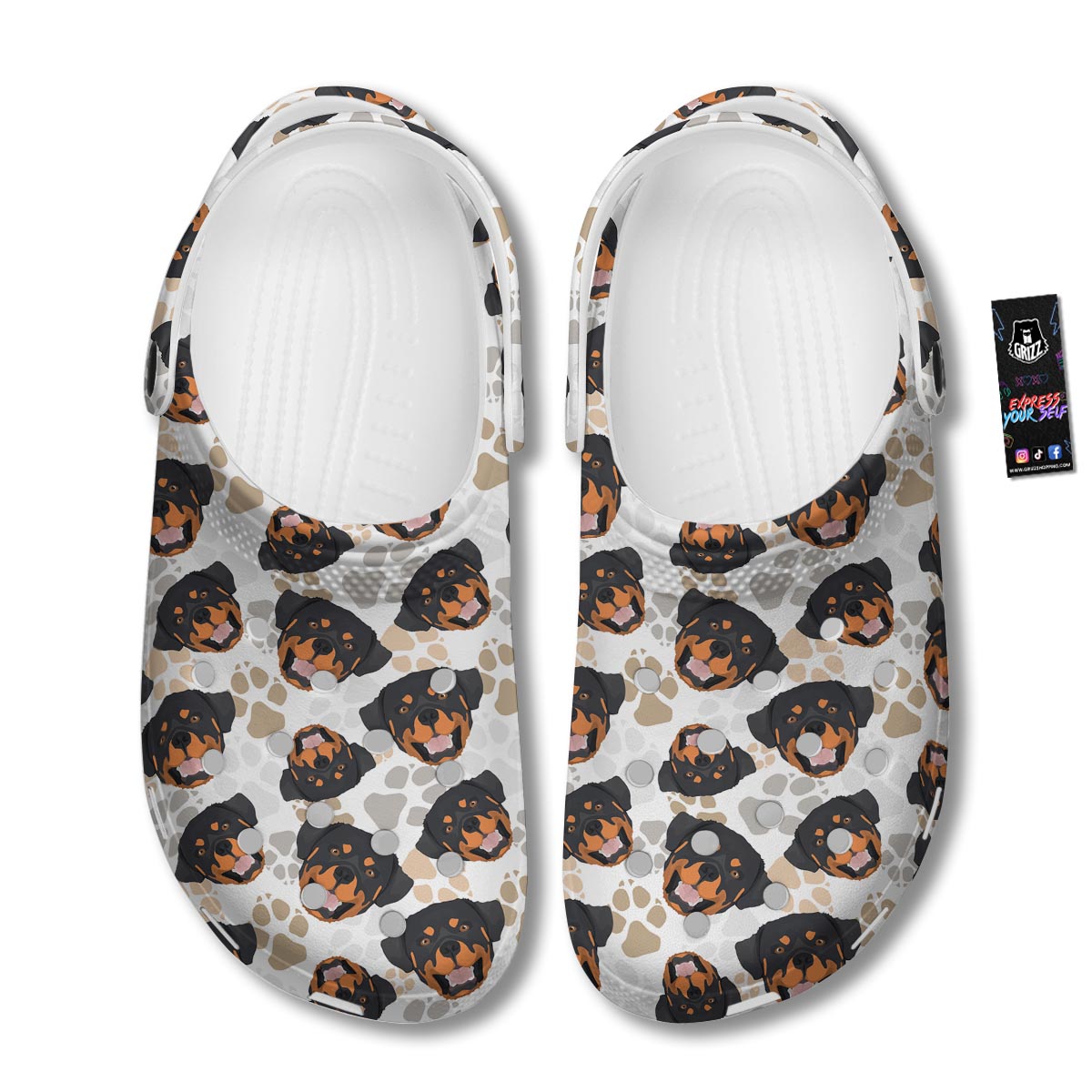 Face Rottweiler Print Pattern Clog-grizzshop