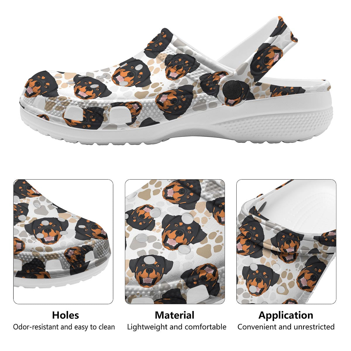 Face Rottweiler Print Pattern Clog-grizzshop