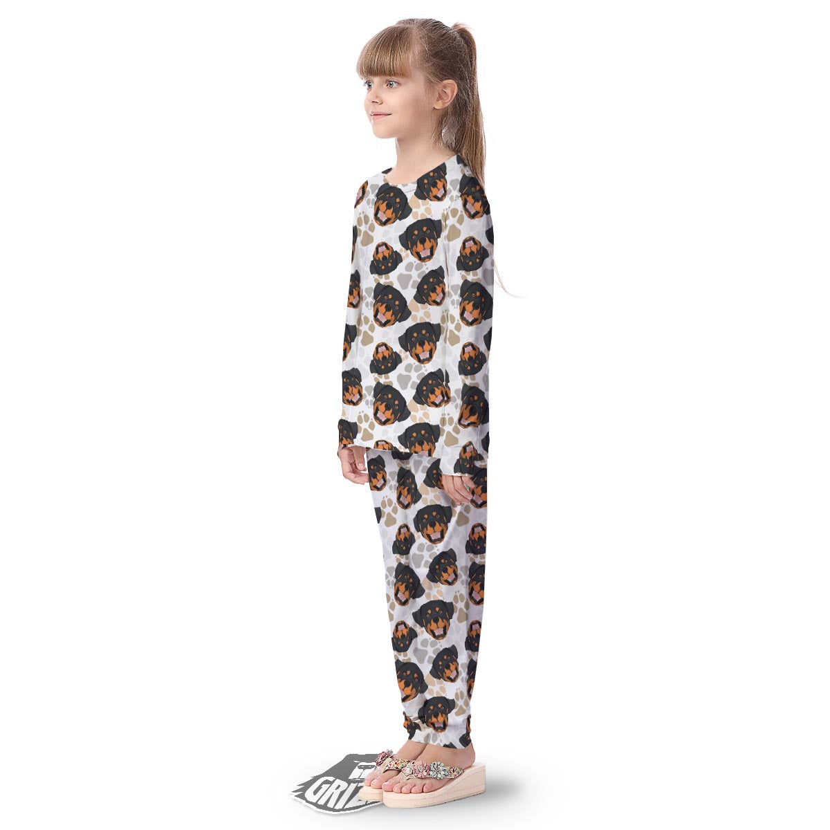 Face Rottweiler Print Pattern Kid's Pajamas-grizzshop
