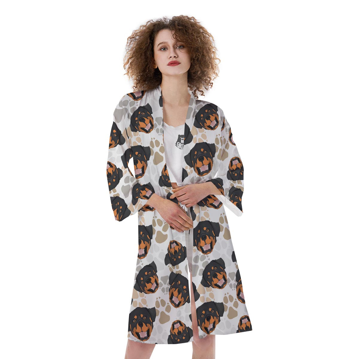 Face Rottweiler Print Pattern Kimono-grizzshop
