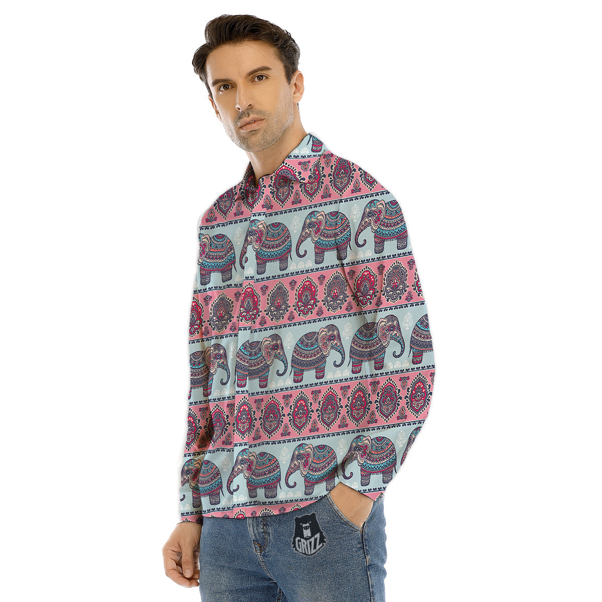 Face Rottweiler Print Pattern Men's Dress Shirts-grizzshop