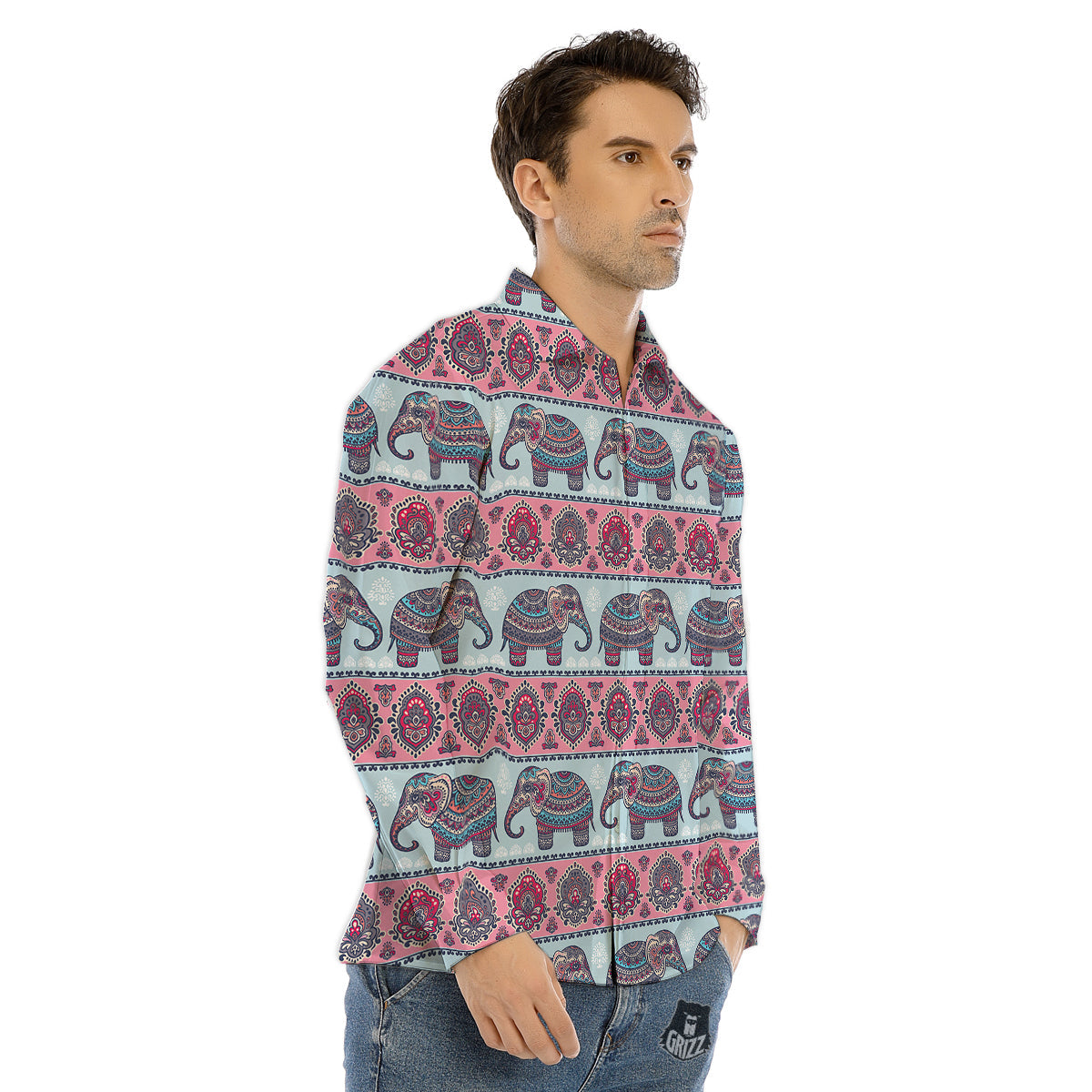 Face Rottweiler Print Pattern Men's Dress Shirts-grizzshop