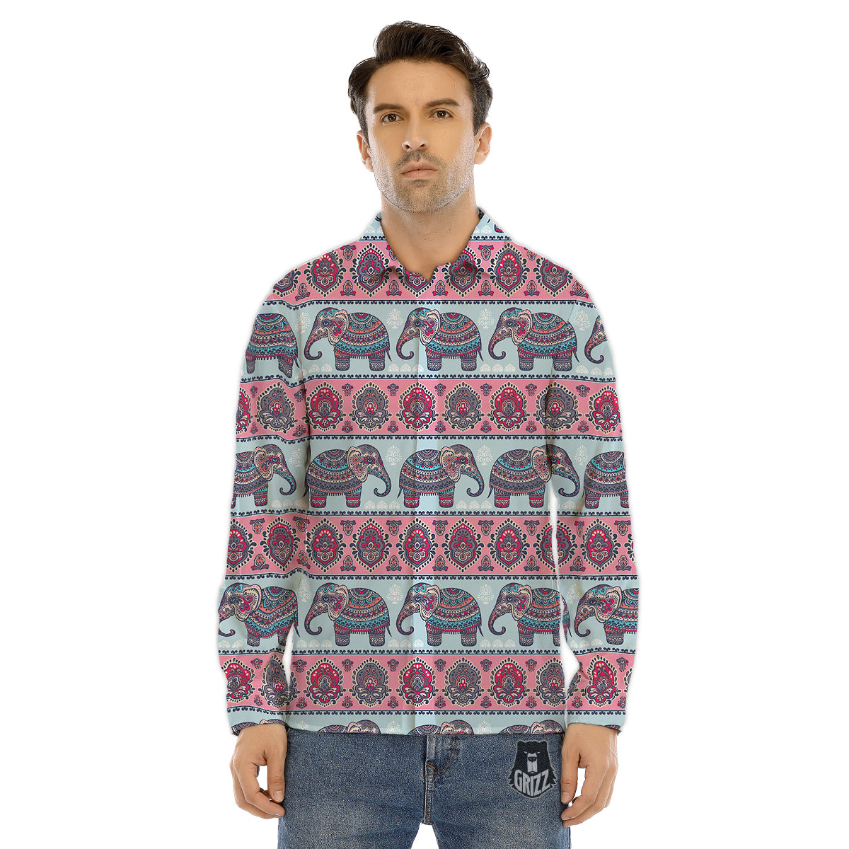 Face Rottweiler Print Pattern Men's Dress Shirts-grizzshop