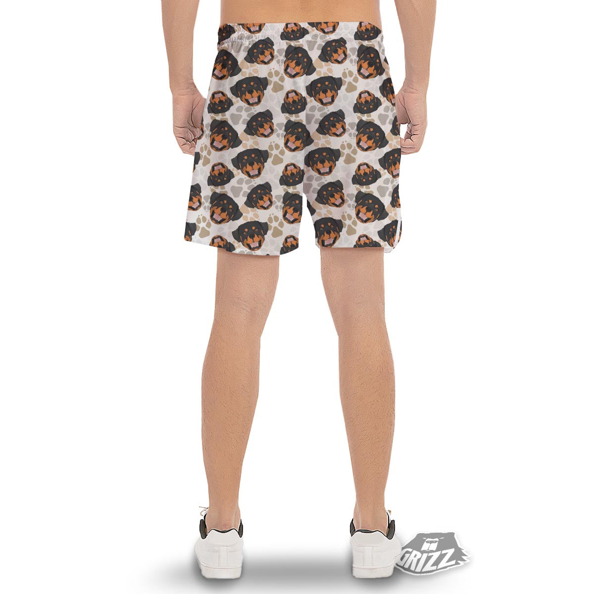 Face Rottweiler Print Pattern Men's Gym Shorts-grizzshop