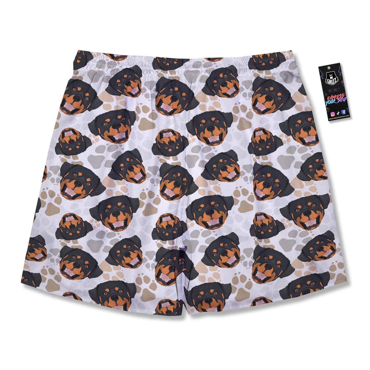 Face Rottweiler Print Pattern Men's Running Shorts-grizzshop