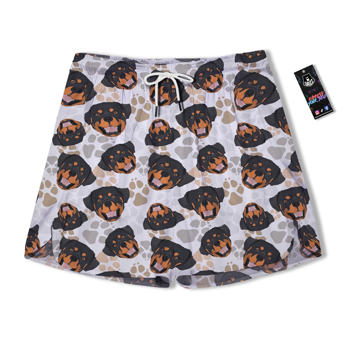 Face Rottweiler Print Pattern Men's Running Shorts-grizzshop