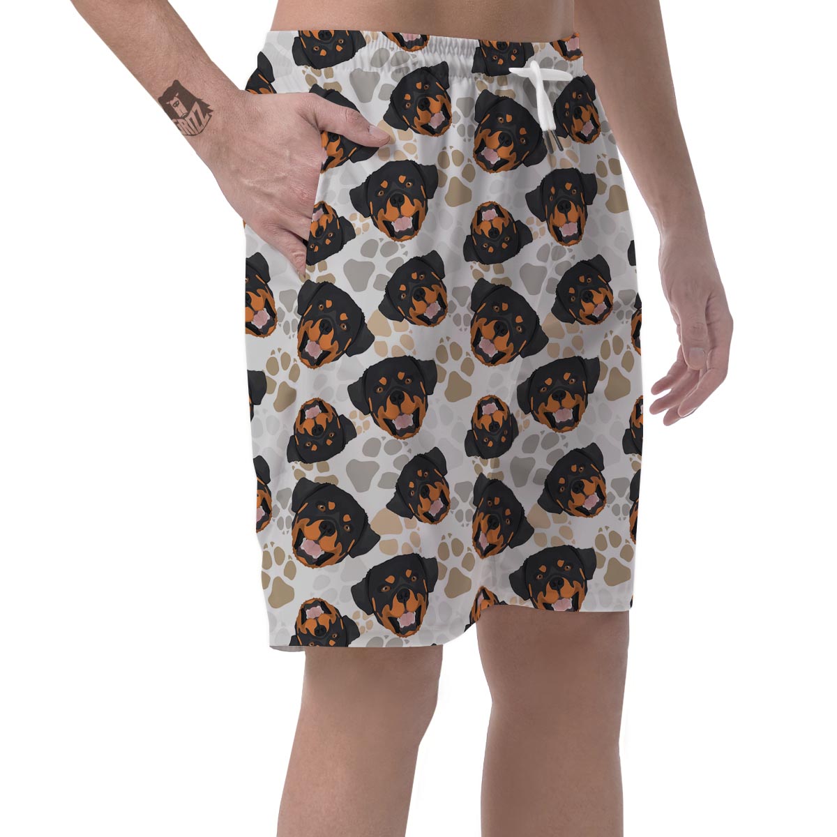 Face Rottweiler Print Pattern Men's Shorts-grizzshop