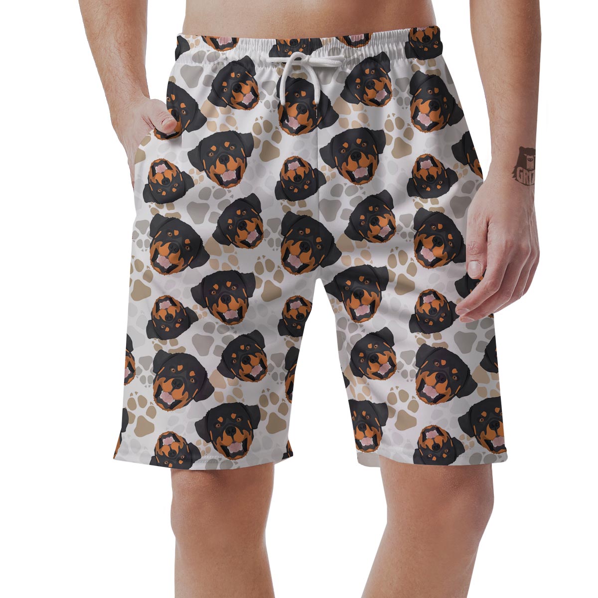 Face Rottweiler Print Pattern Men's Shorts-grizzshop