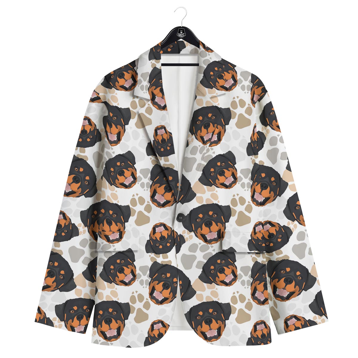 Face Rottweiler Print Pattern Men's Sport Coat-grizzshop