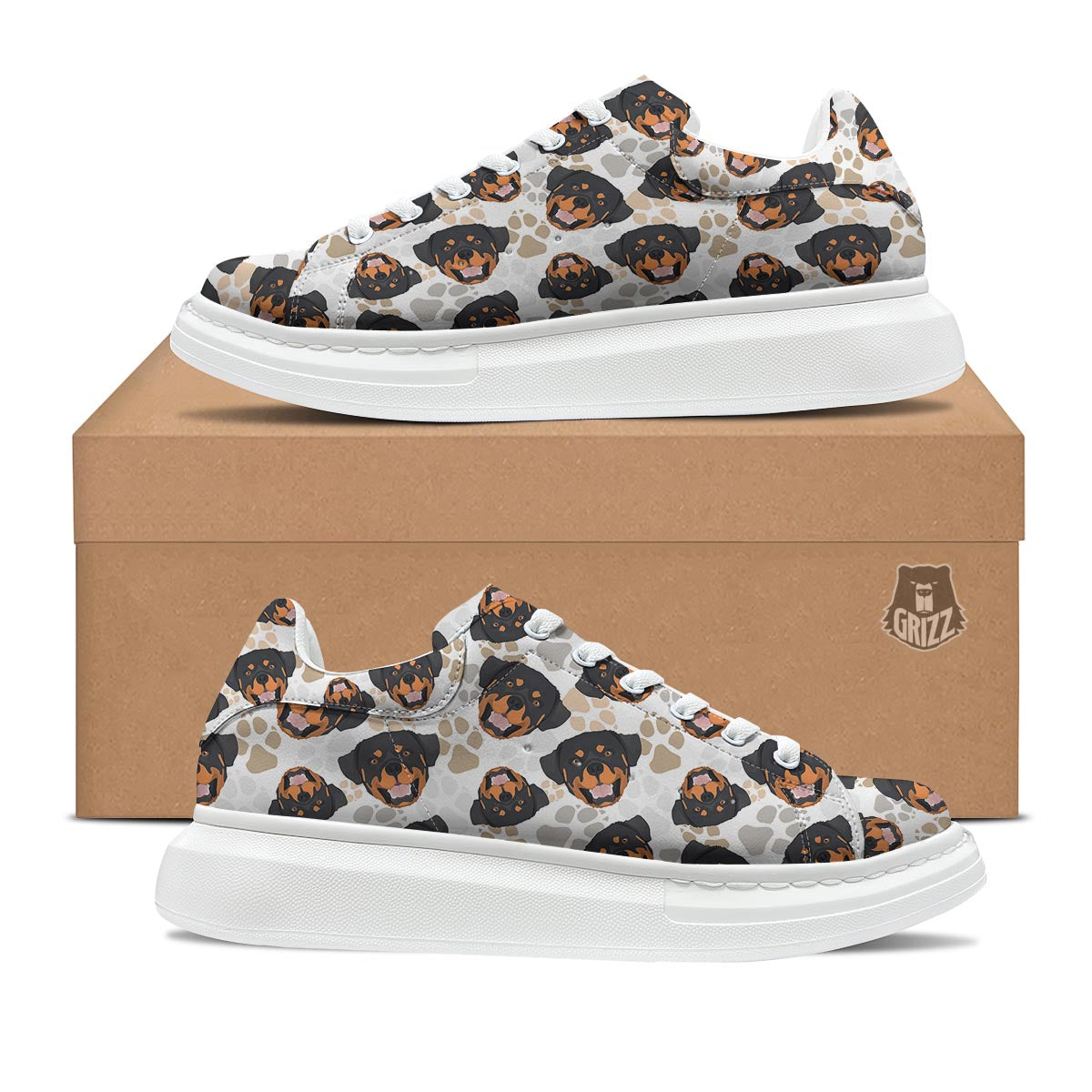 Face Rottweiler Print Pattern Platform Shoes-grizzshop