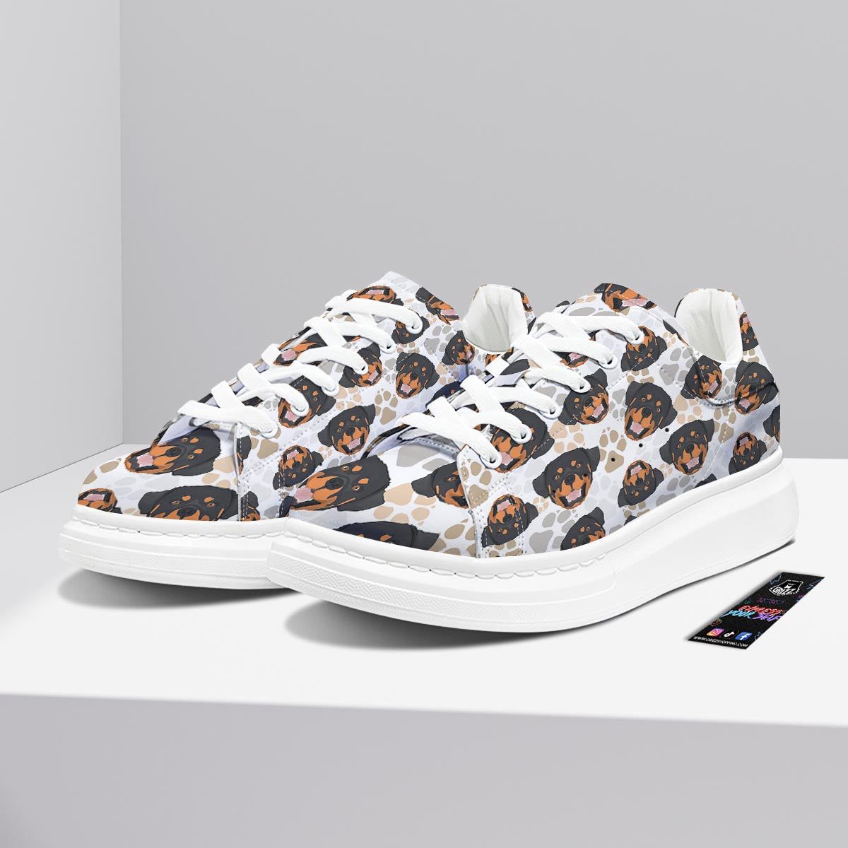 Face Rottweiler Print Pattern Platform Shoes-grizzshop