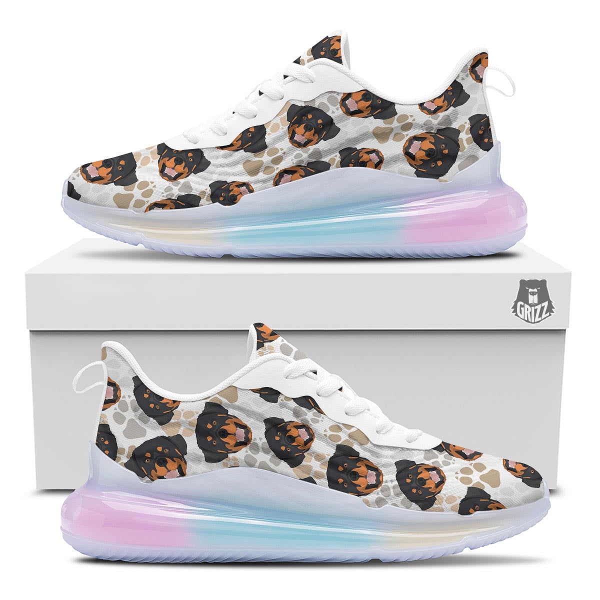 Face Rottweiler Print Pattern Running Sneakers-grizzshop