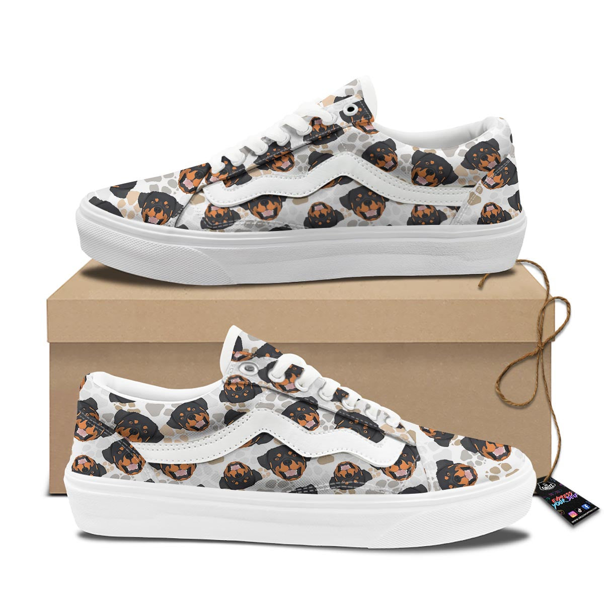 Face Rottweiler Print Pattern Skate Shoes-grizzshop