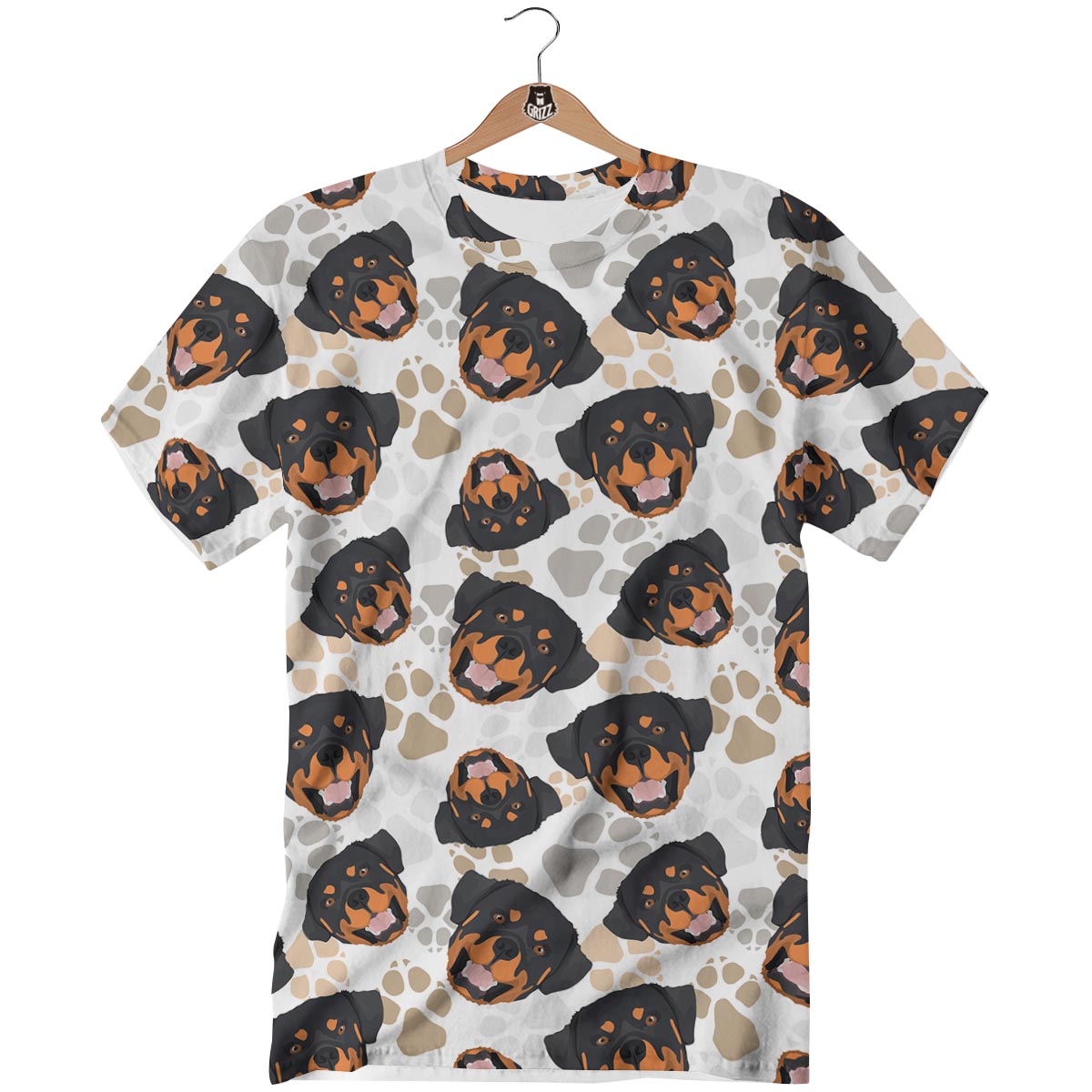 Face Rottweiler Print Pattern T-Shirt-grizzshop