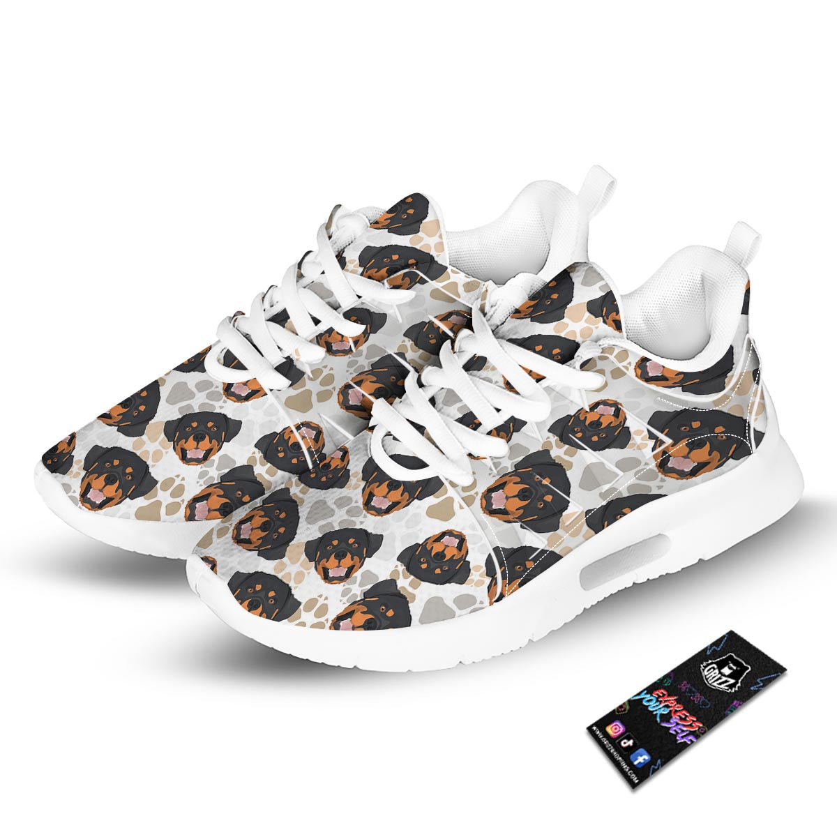 Face Rottweiler Print Pattern Tennis Shoes-grizzshop