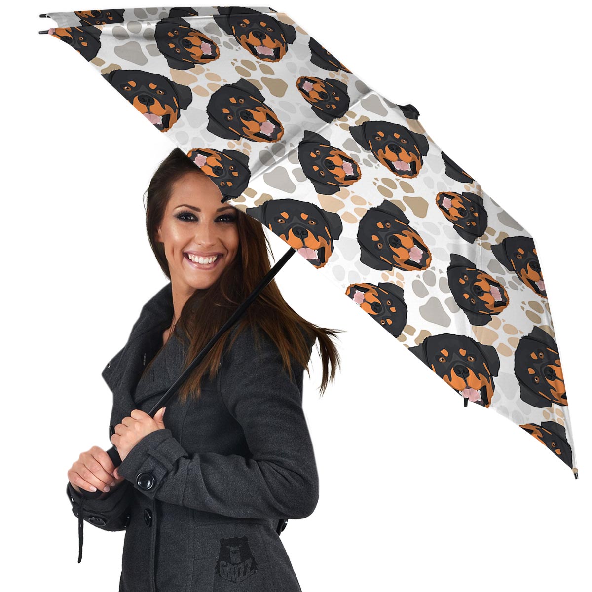 Face Rottweiler Print Pattern Umbrella-grizzshop