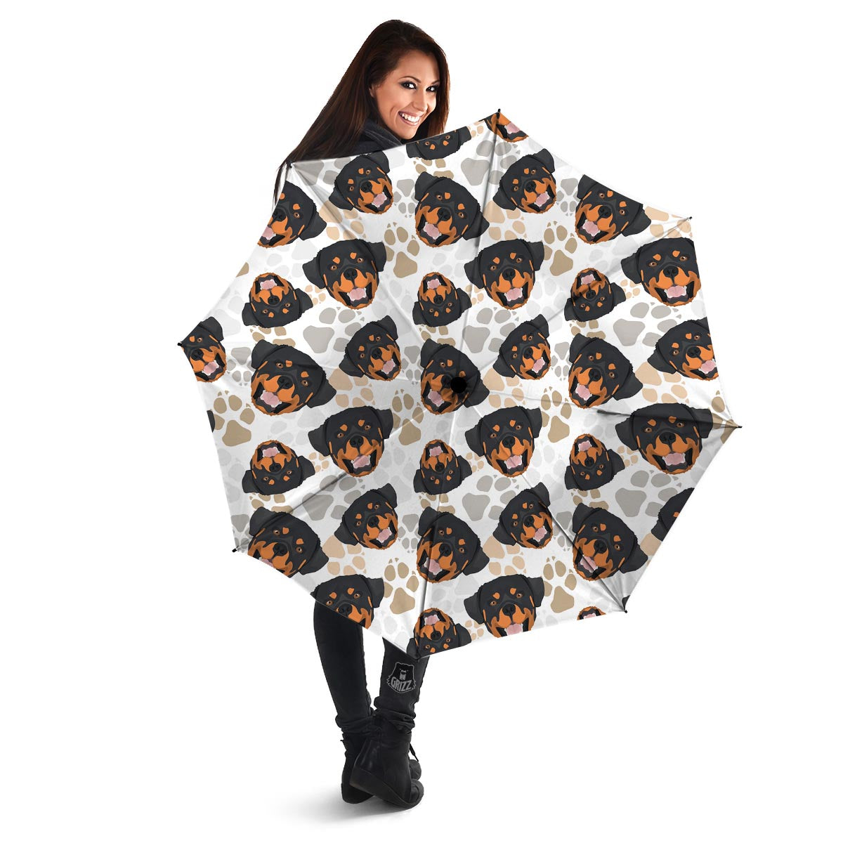 Face Rottweiler Print Pattern Umbrella-grizzshop