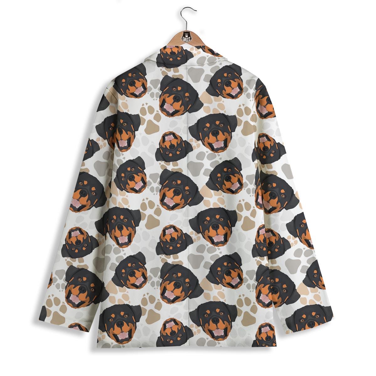 Face Rottweiler Print Pattern Women's Blazer-grizzshop