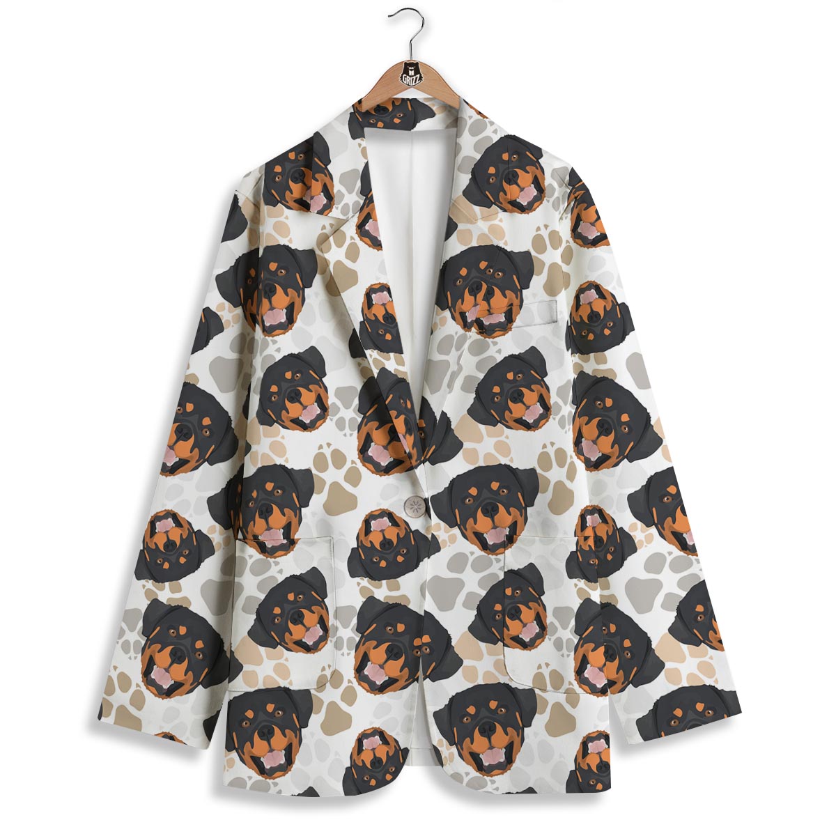 Face Rottweiler Print Pattern Women's Blazer-grizzshop