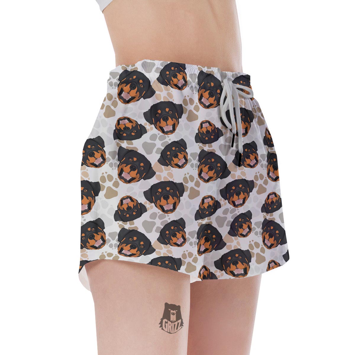 Face Rottweiler Print Pattern Women's Shorts-grizzshop