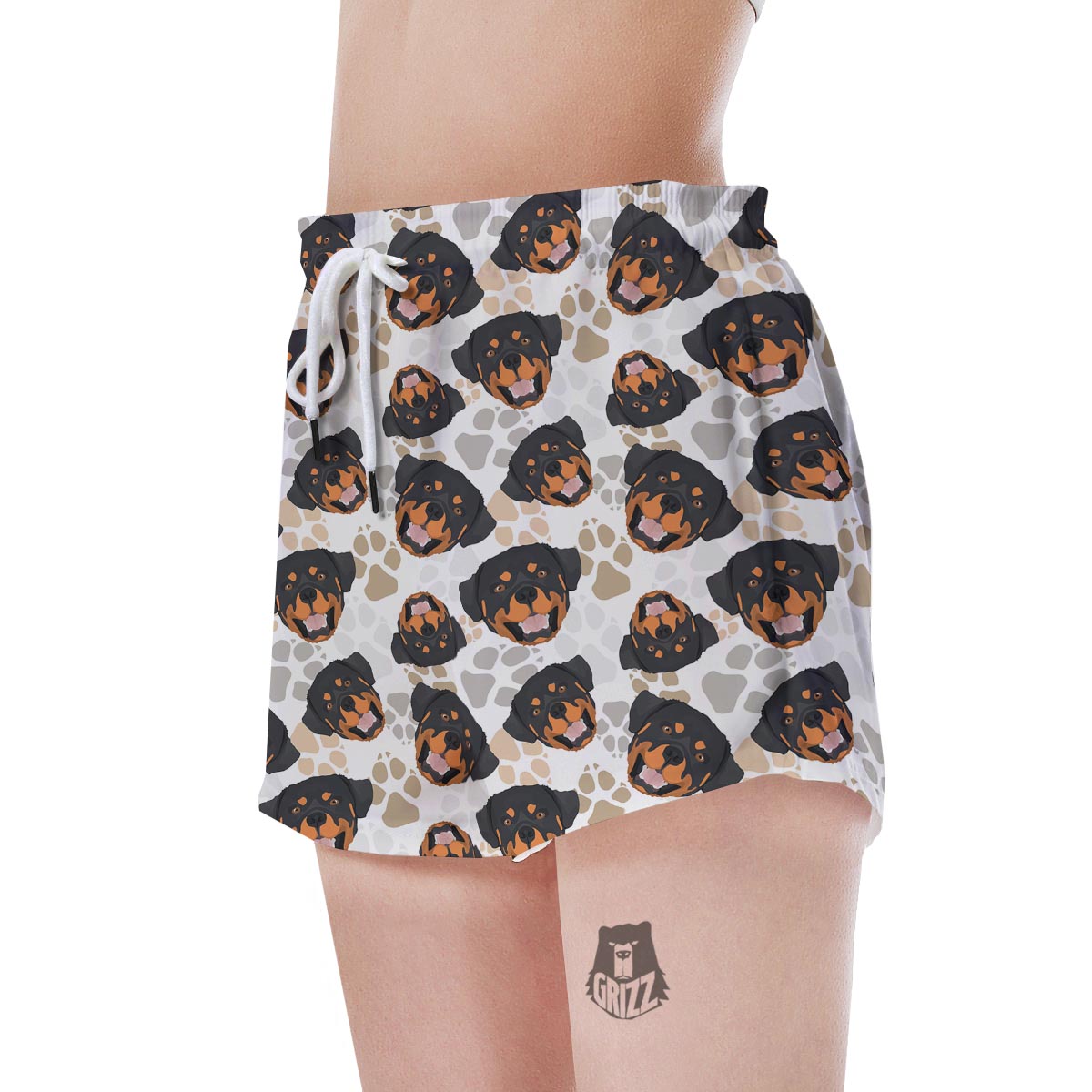 Face Rottweiler Print Pattern Women's Shorts-grizzshop