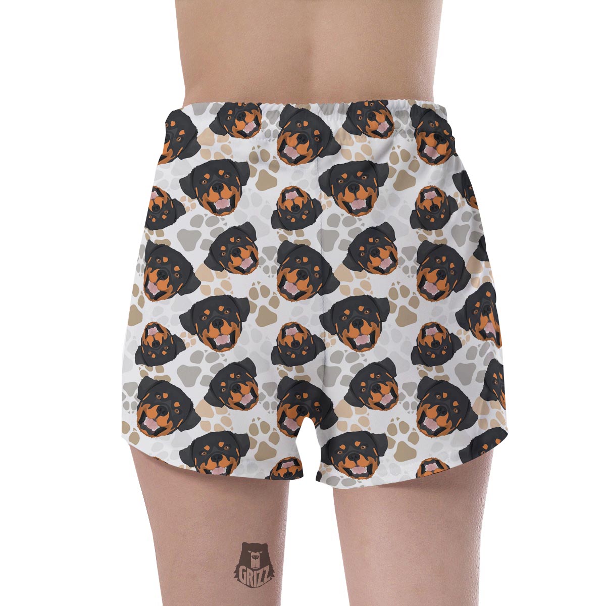 Face Rottweiler Print Pattern Women's Shorts-grizzshop