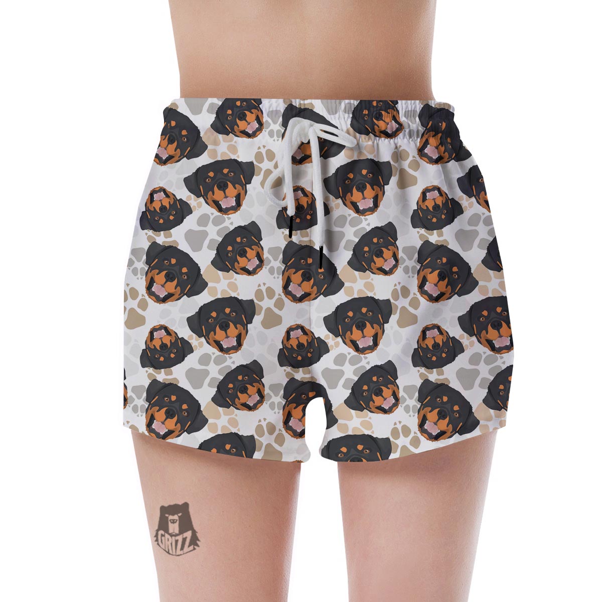 Face Rottweiler Print Pattern Women's Shorts-grizzshop