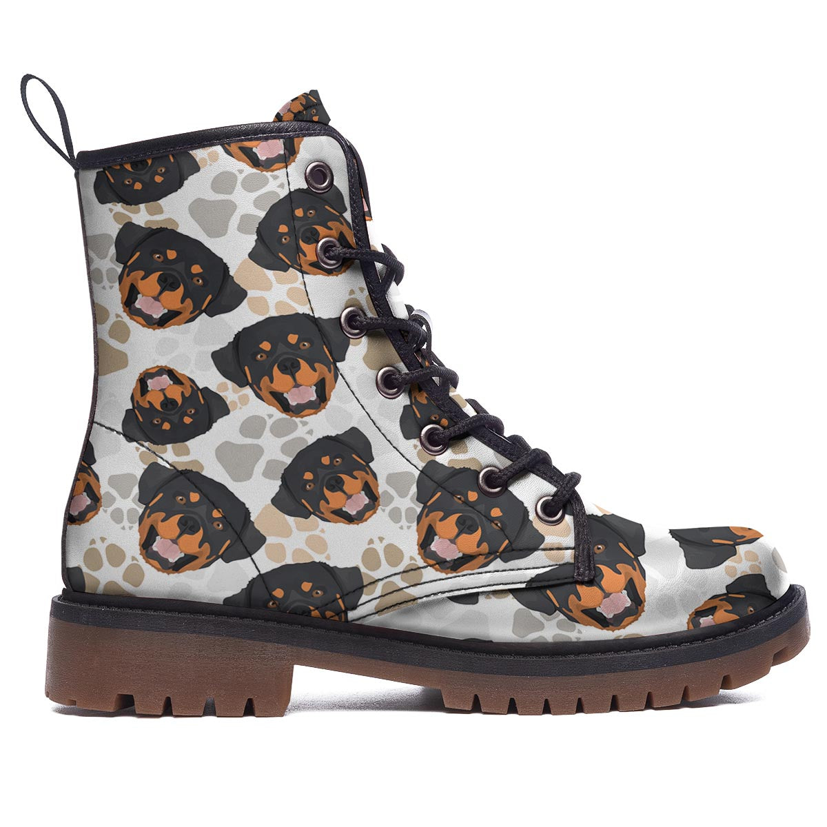 Face Rottweiler Print Pattern Work Boots-grizzshop