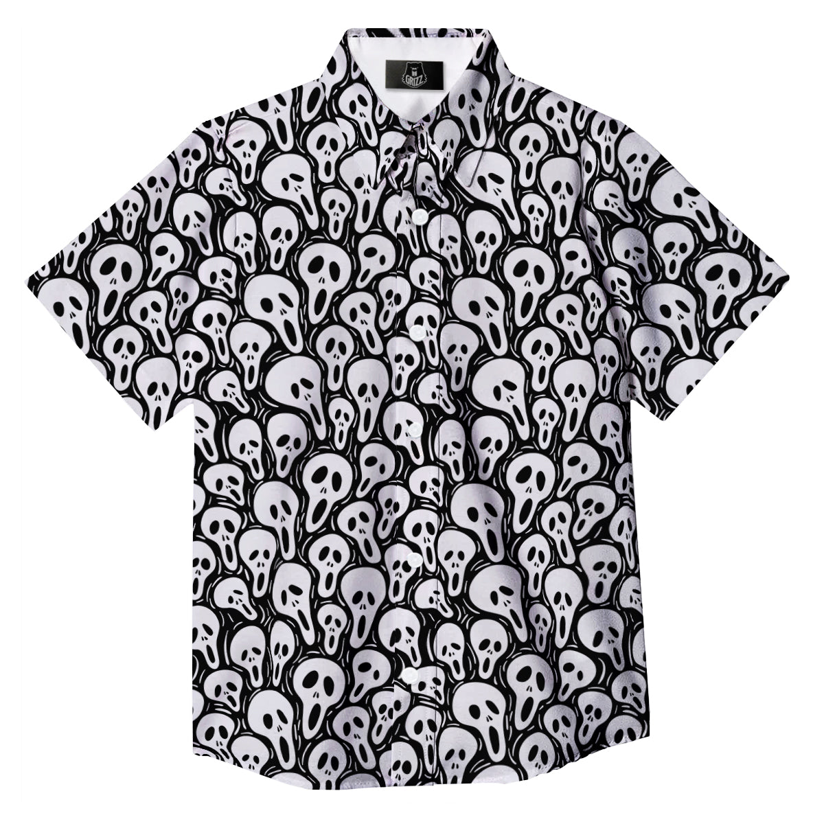 Face Scary Print Pattern Button Up Shirt-grizzshop
