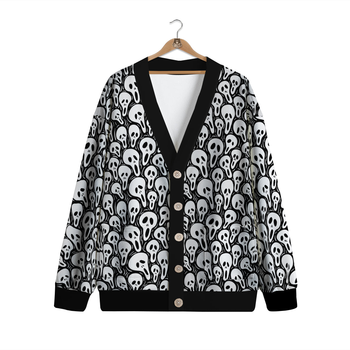 Face Scary Print Pattern Cardigan-grizzshop