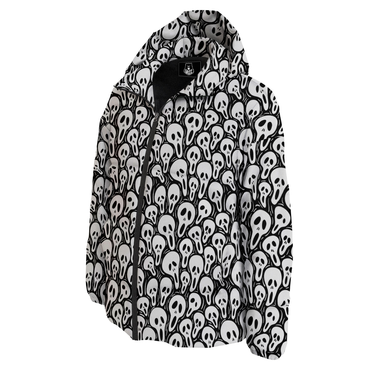 Face Scary Print Pattern Down Jacket-grizzshop