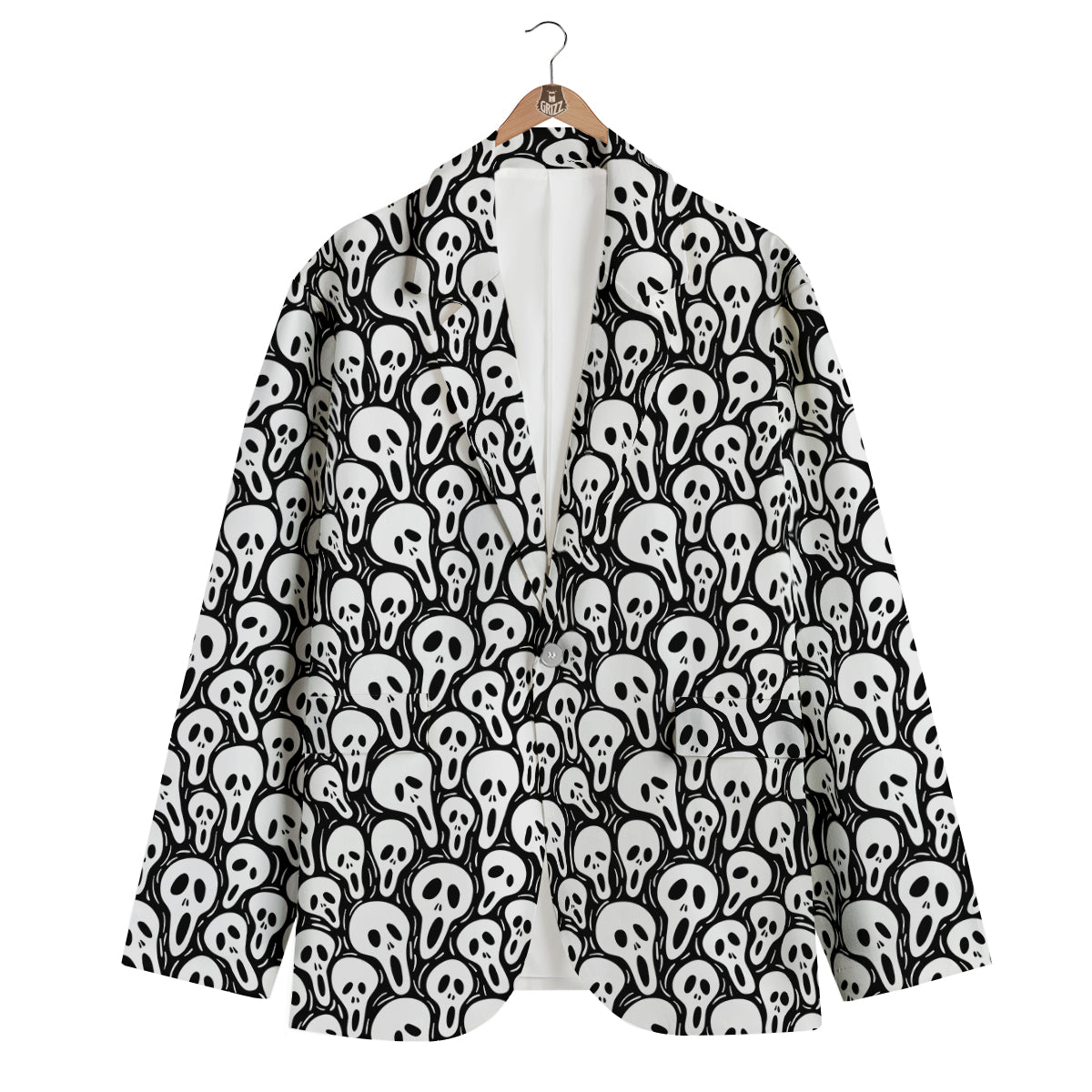 Face Scary Print Pattern Men's Blazer-grizzshop